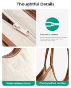 Corduroy Tote Bag with Zipper