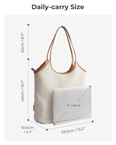 Corduroy Tote Bag with Zipper