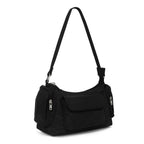 Black Nylon Multi Pocket Hobo Bag