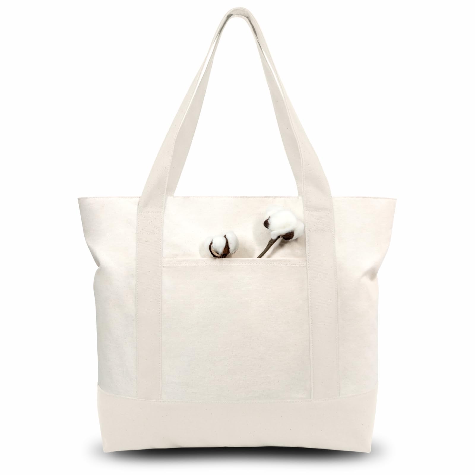 Canvas Tote Bag with Zipper Pocket