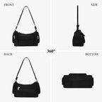 Black Nylon Multi Pocket Hobo Bag