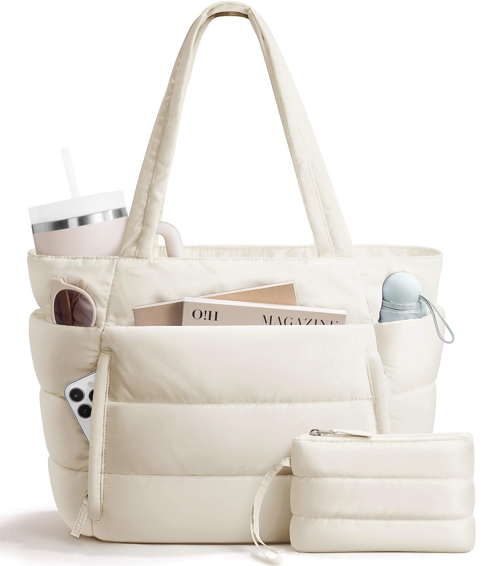 Lightweight Quilted Puffer Tote Bag