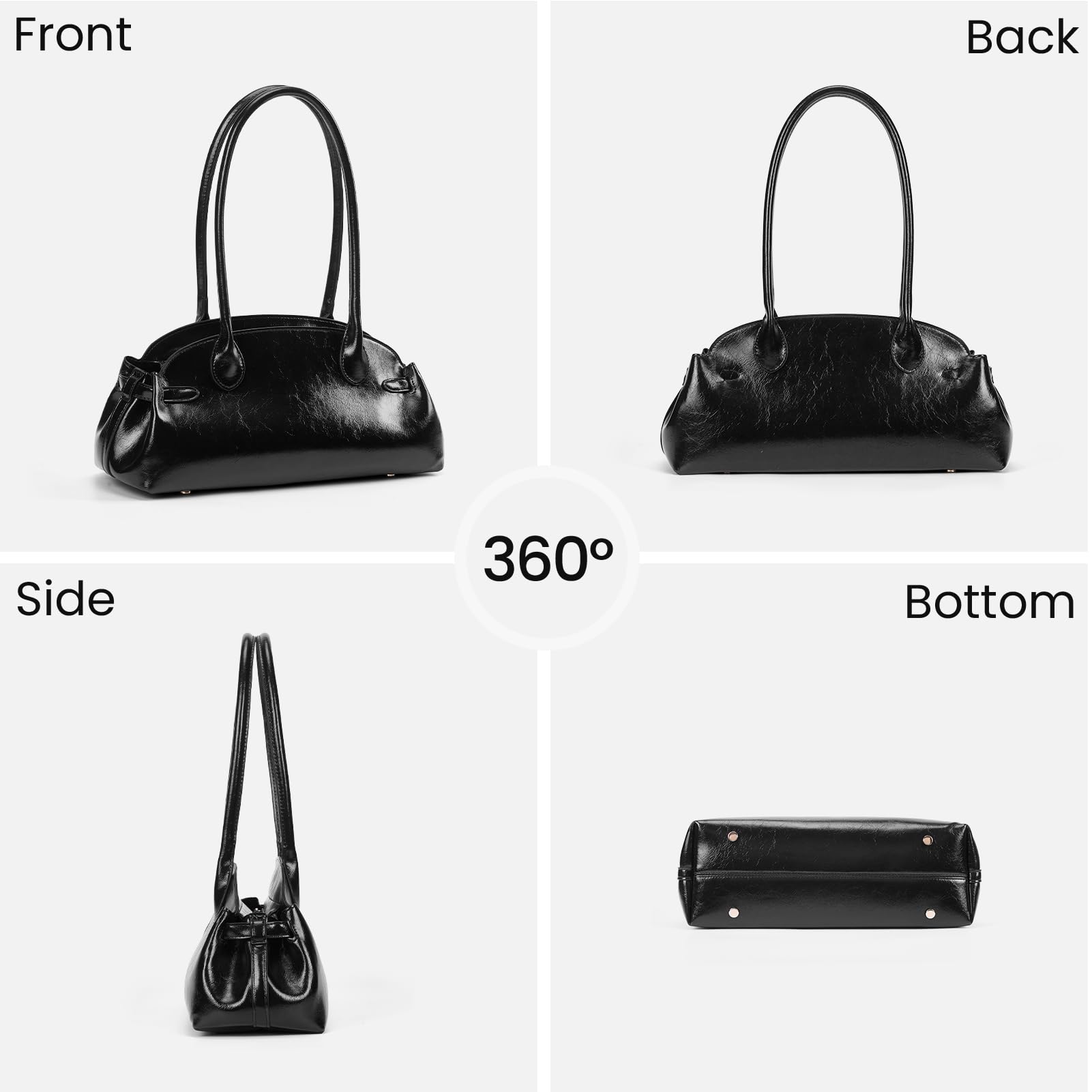 Glazed Leather Hobo Shoulder Bag