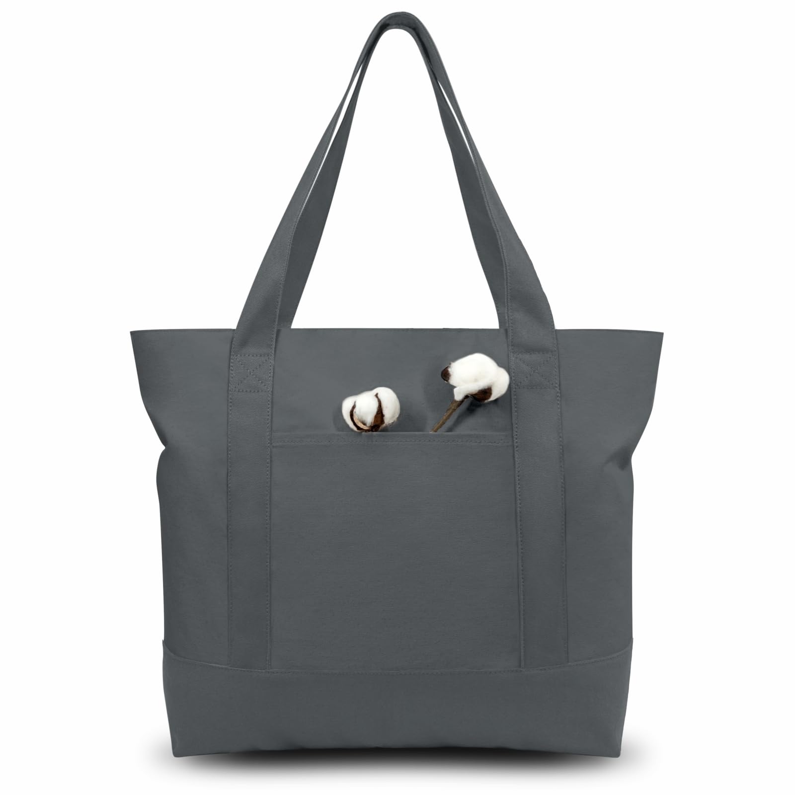 Canvas Tote Bag with Zipper Pocket