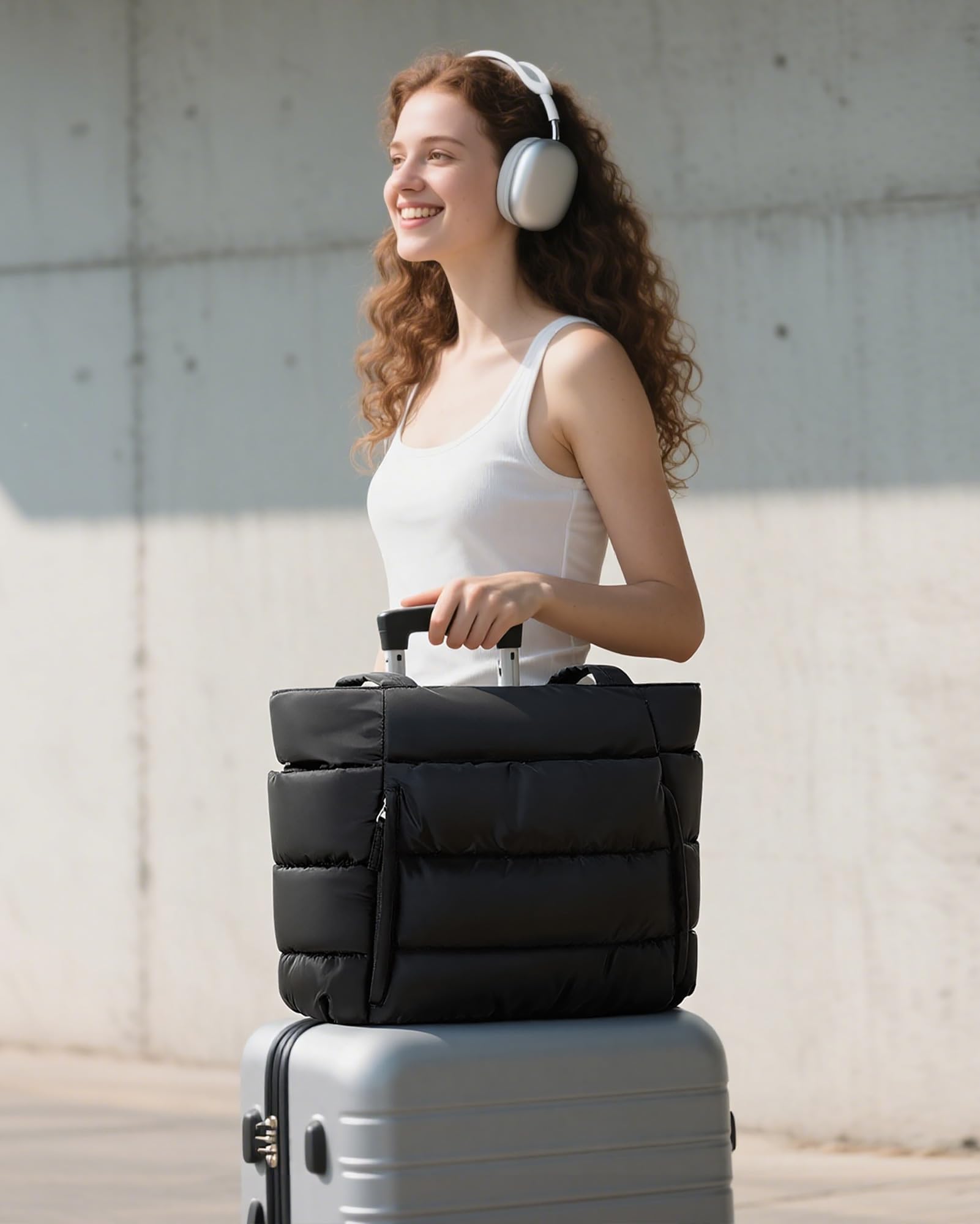 Lightweight Quilted Puffer Tote Bag