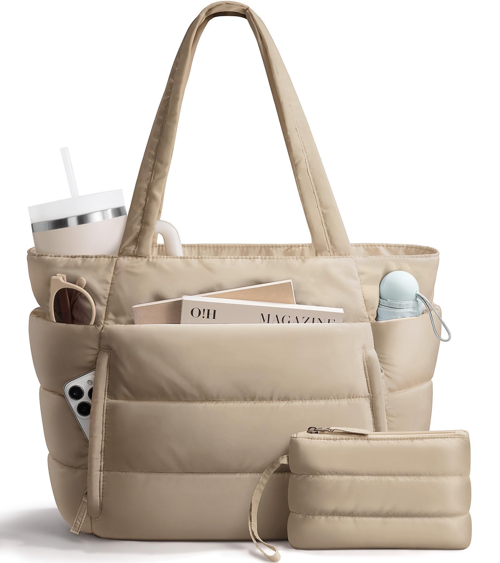 Lightweight Quilted Puffer Tote Bag