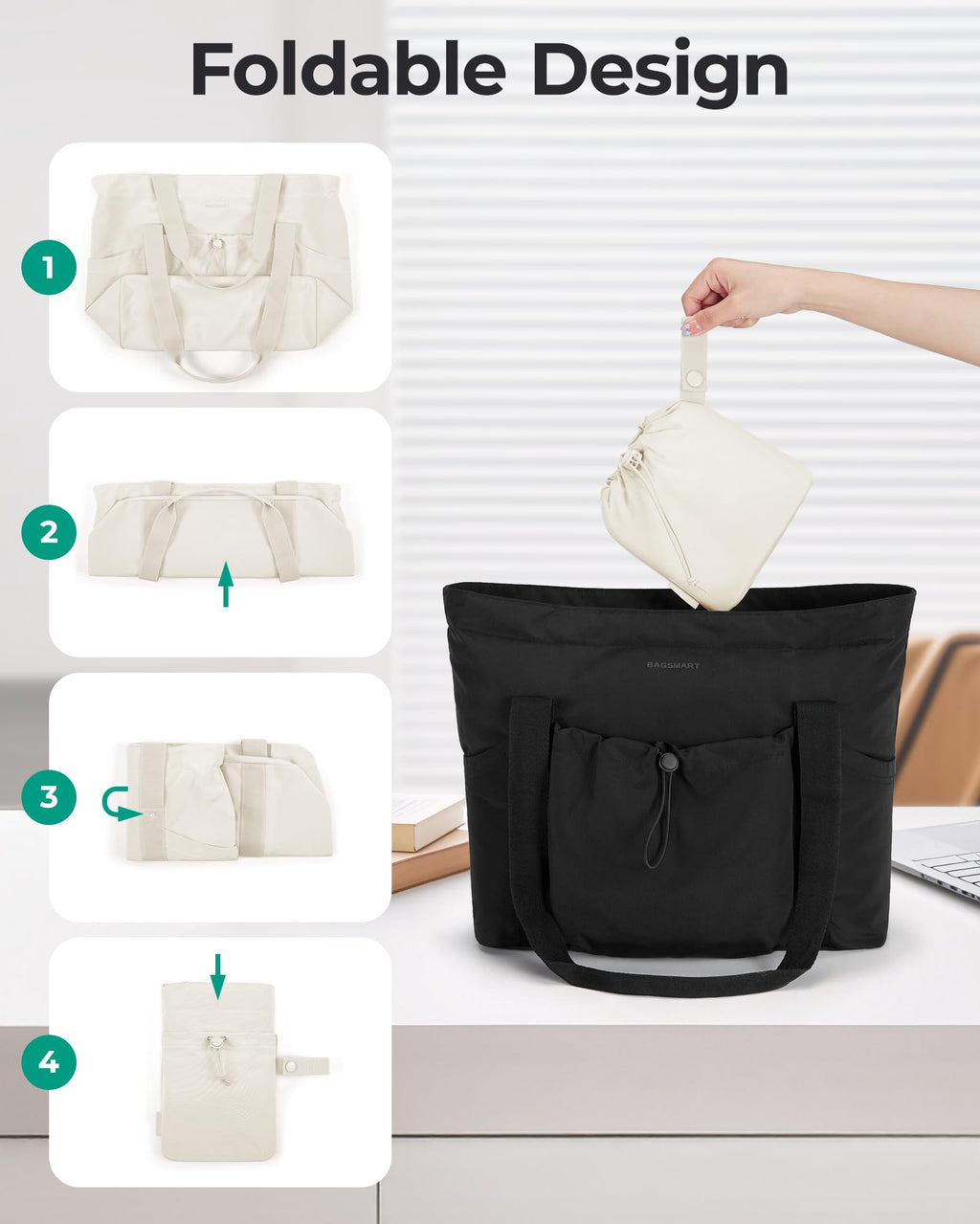 Foldable Drawstring Tote Bag
