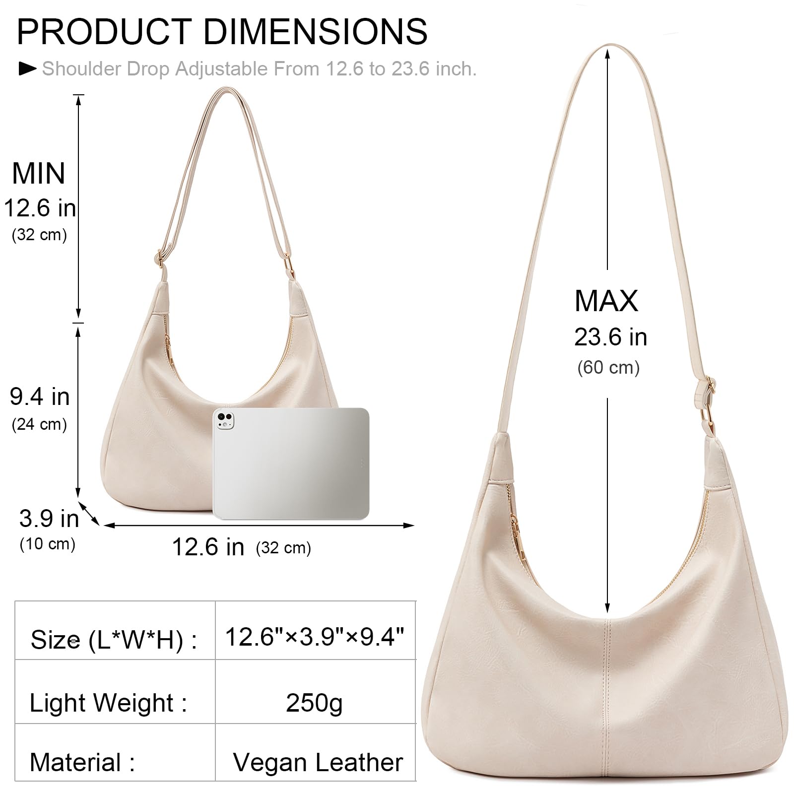 Foldable Vegan Leather Hobo Bag