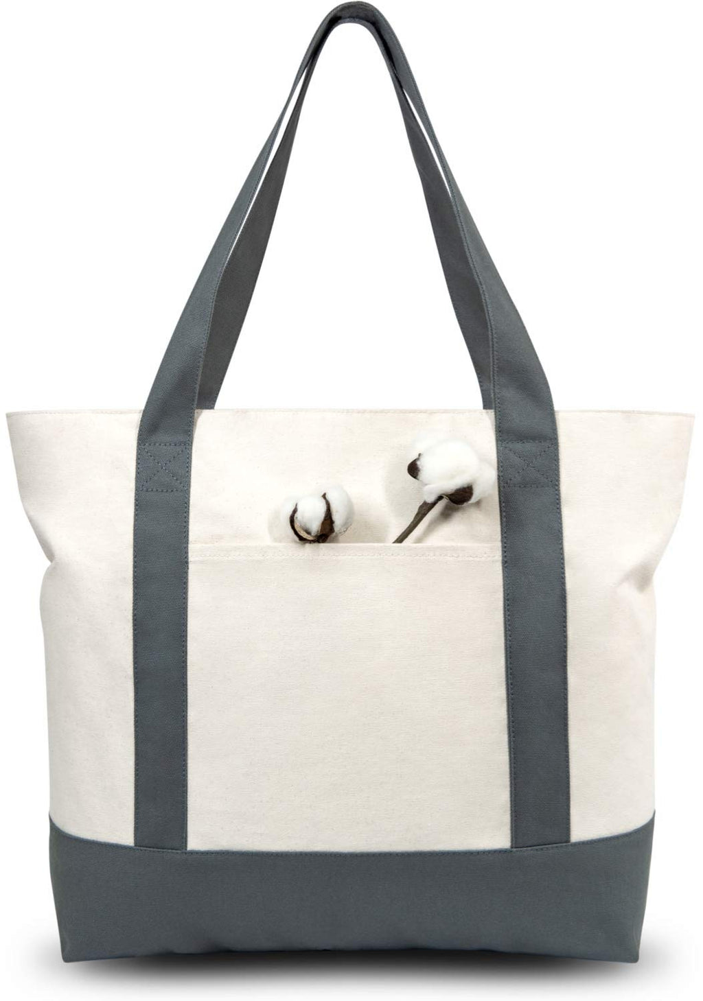 Canvas Tote Bag with Zipper Pocket