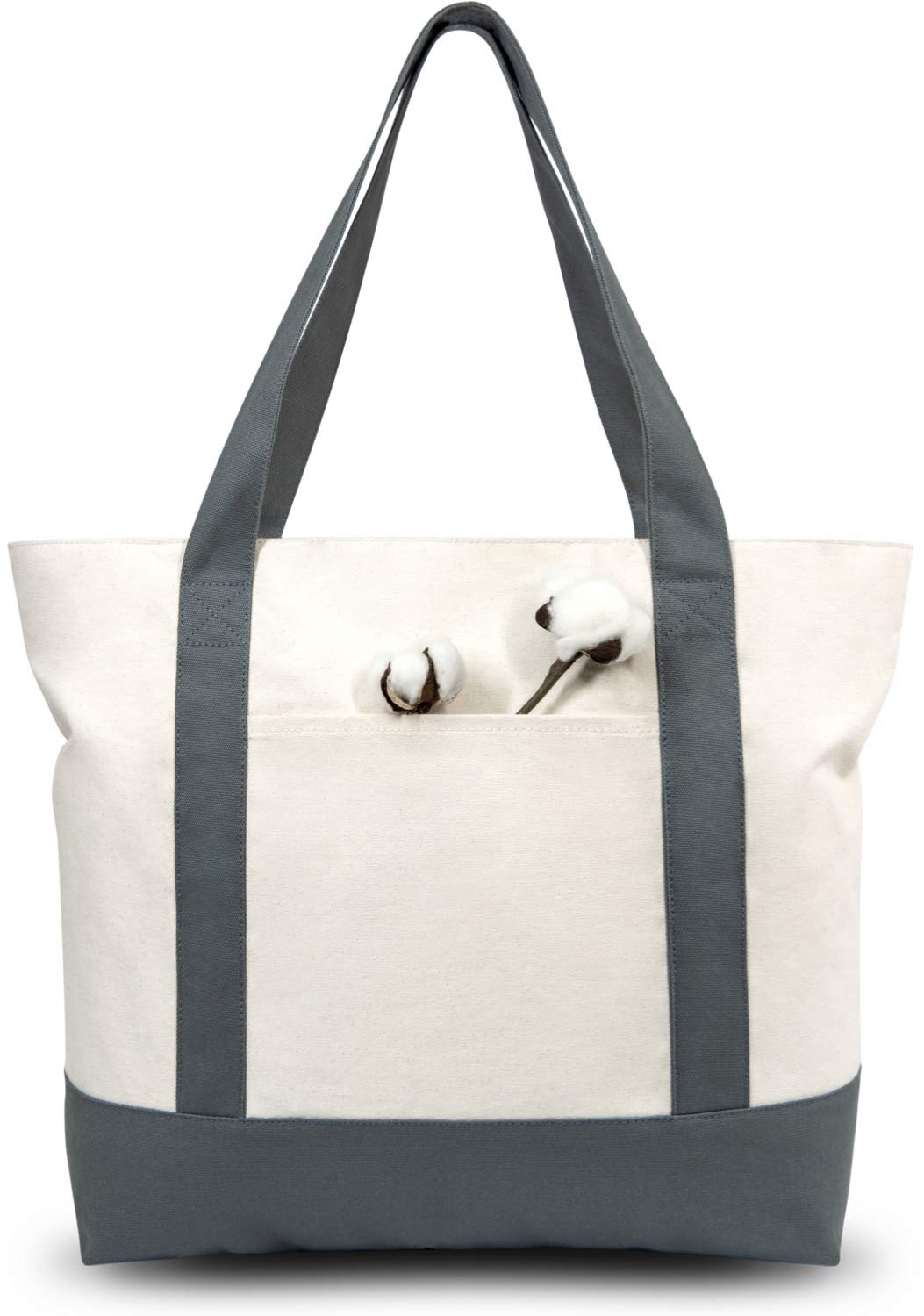 Canvas Tote Bag with Zipper Pocket