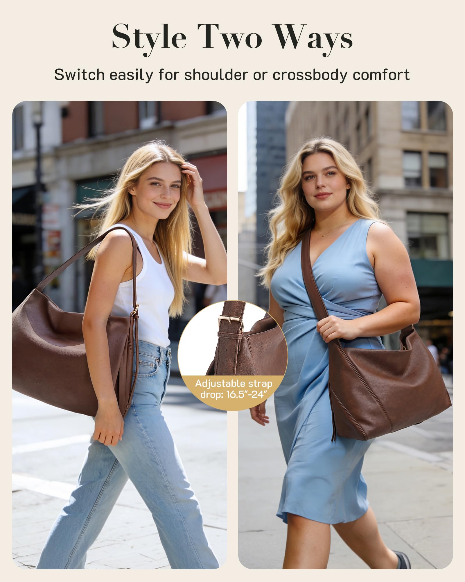 Large Vegan Leather Hobo Bag