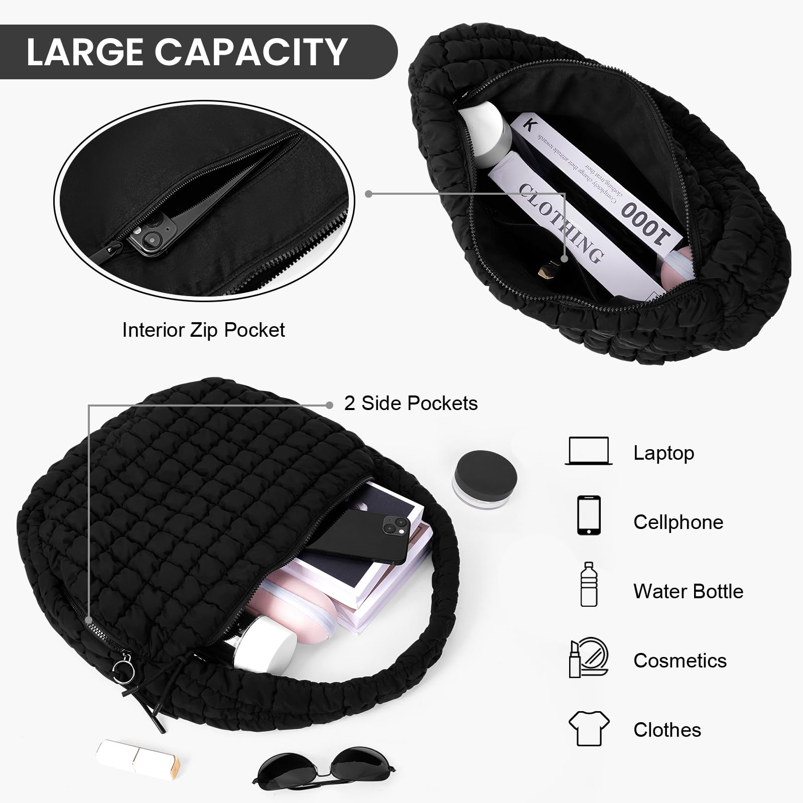 Large Quilted Puffer Tote Bag