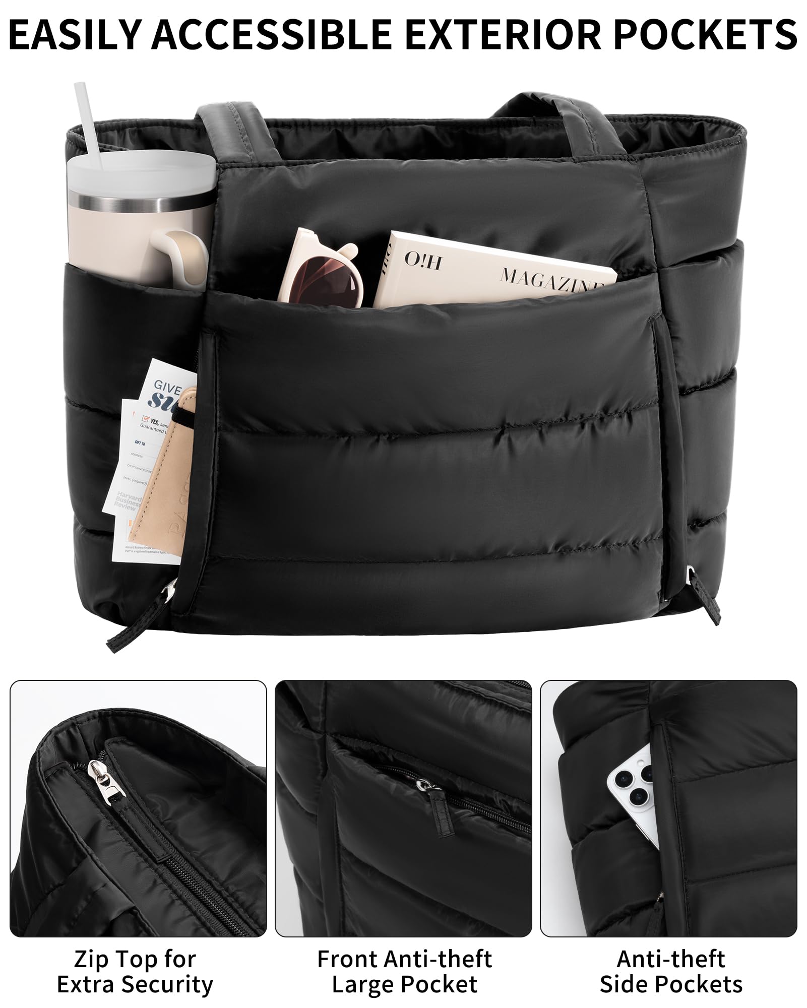 Lightweight Quilted Puffer Tote Bag