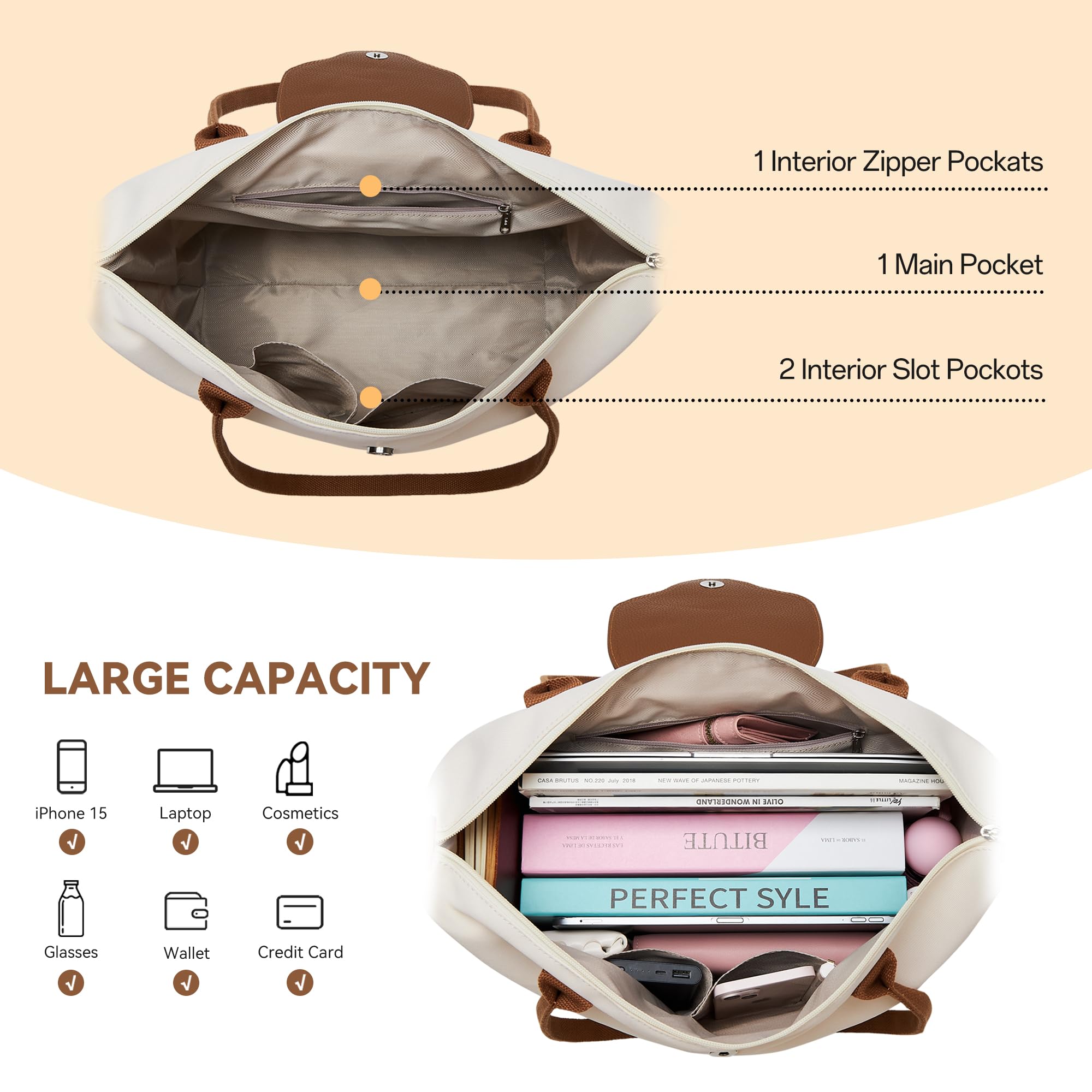 Large Nylon Hobo Tote Bag