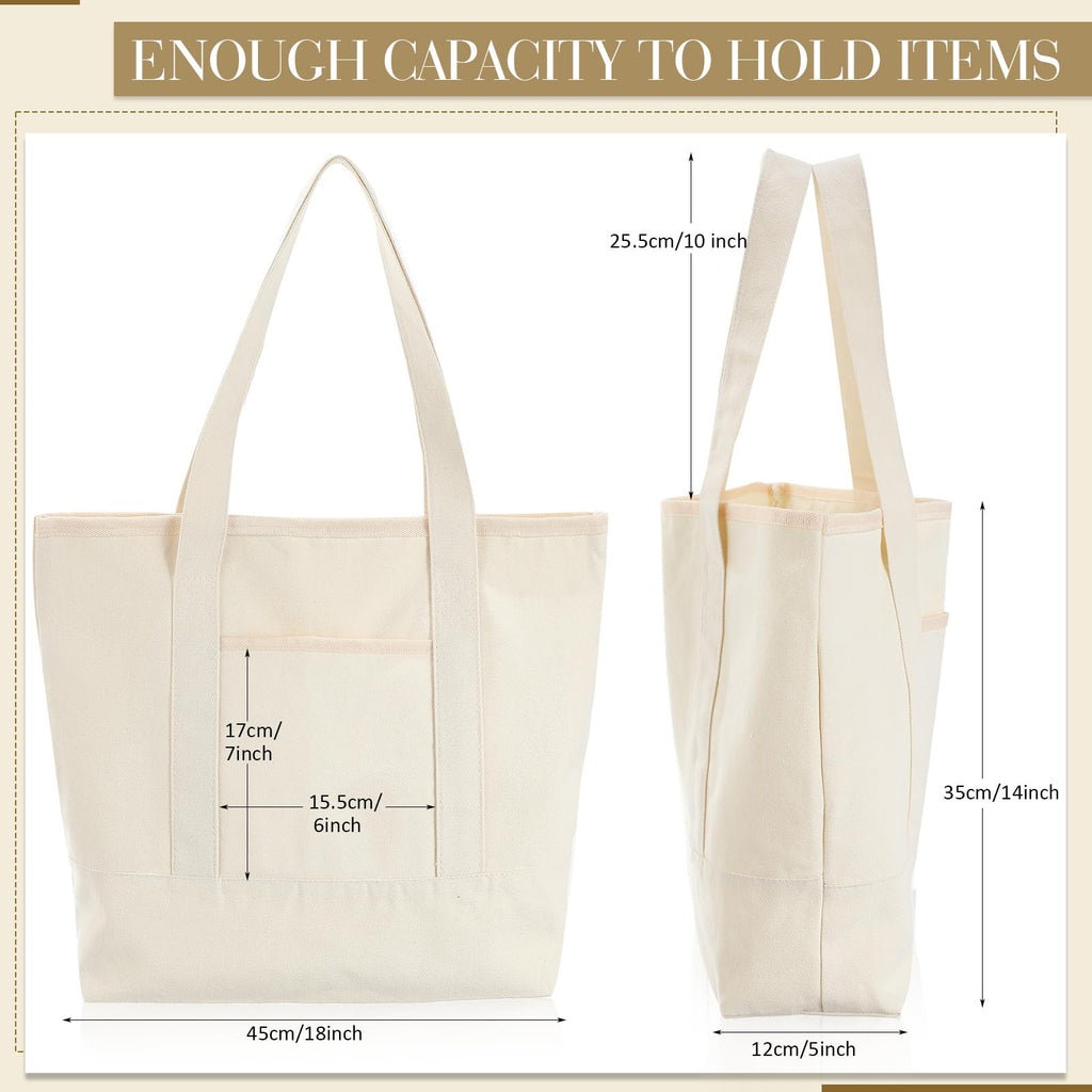 Canvas Tote Bag with Outer Pocket