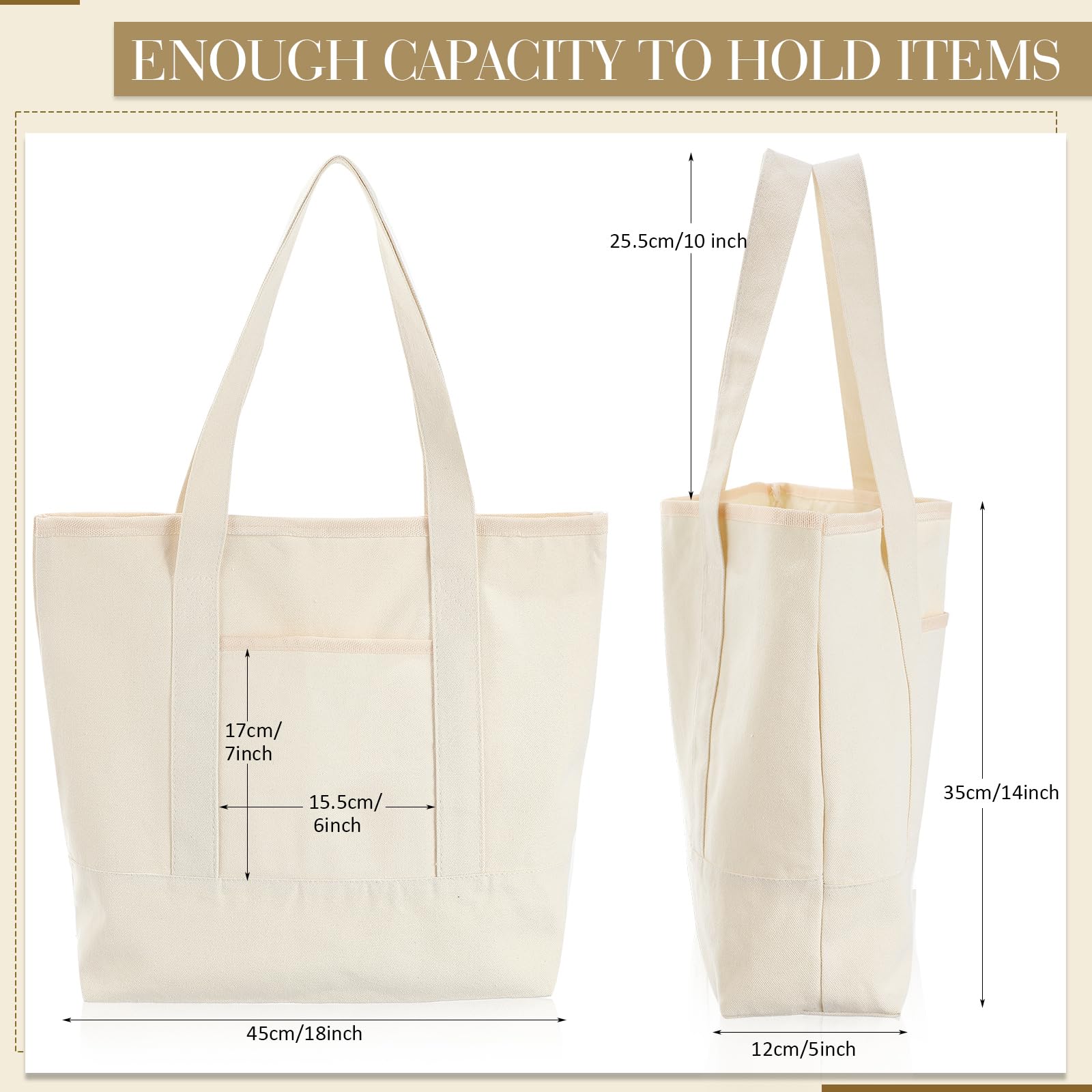 Canvas Tote Bag with Outer Pocket