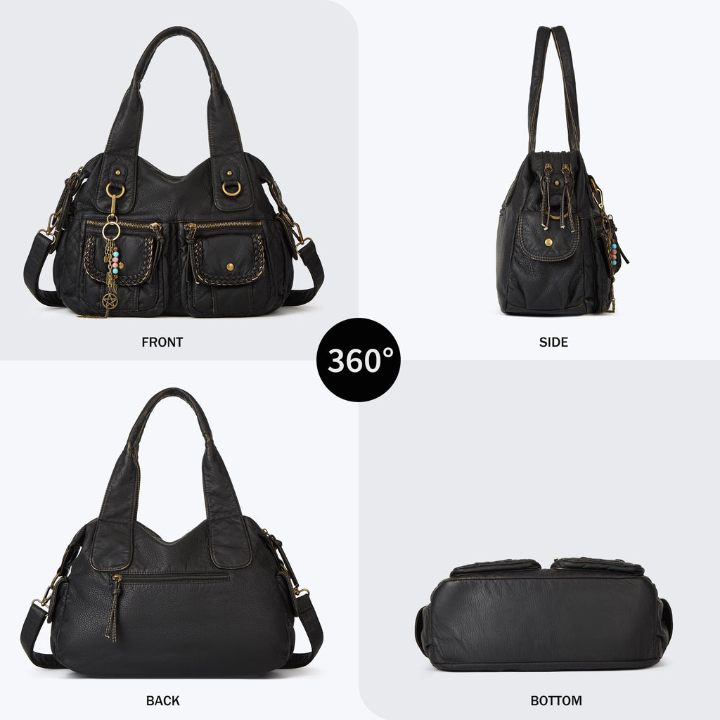 Canvas Embroidered Hobo Tote Bag