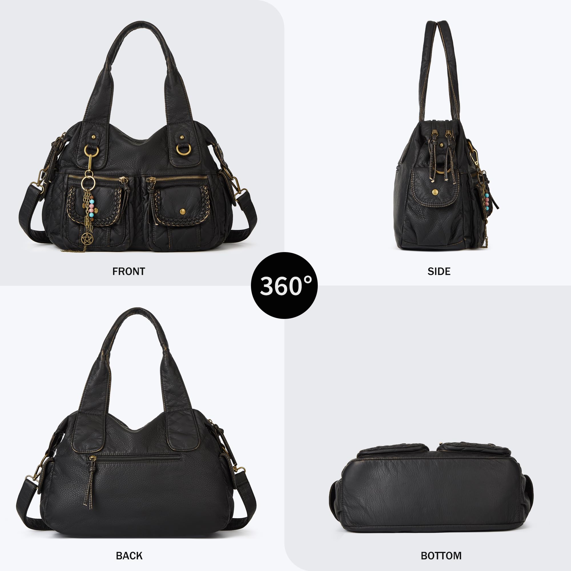 Canvas Embroidered Hobo Tote Bag