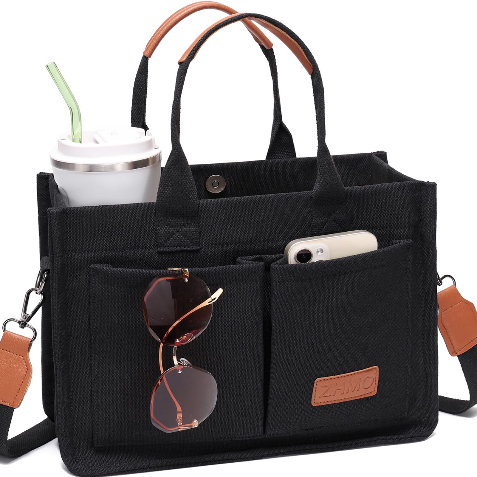 Canvas Tote Work Bag Large Crossbody Handbag