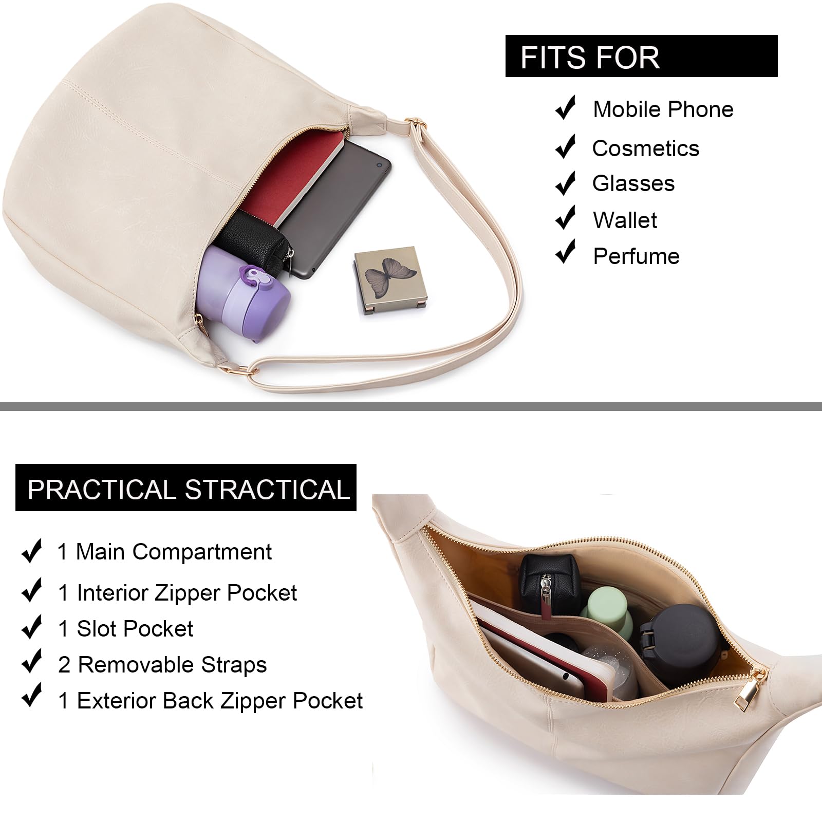 Foldable Vegan Leather Hobo Bag