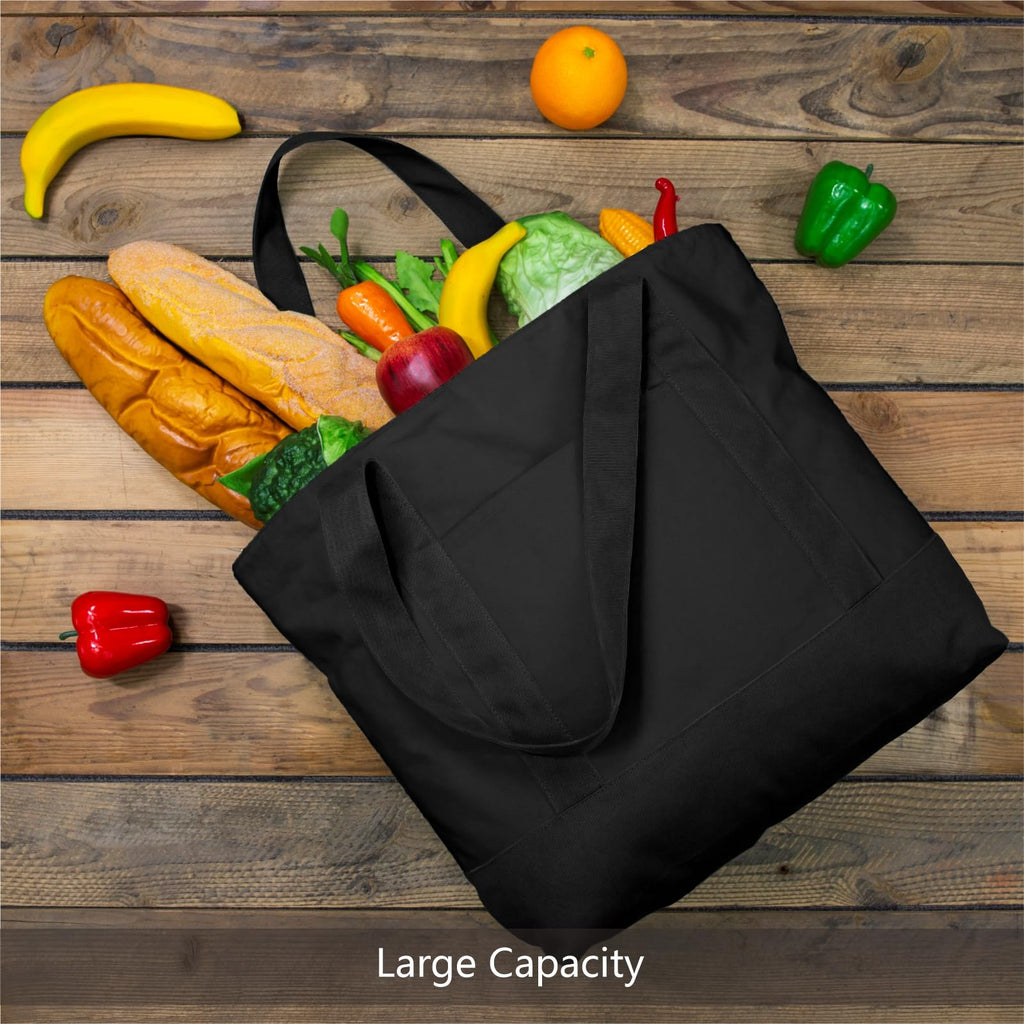 Canvas Tote Bag with Zipper Pocket
