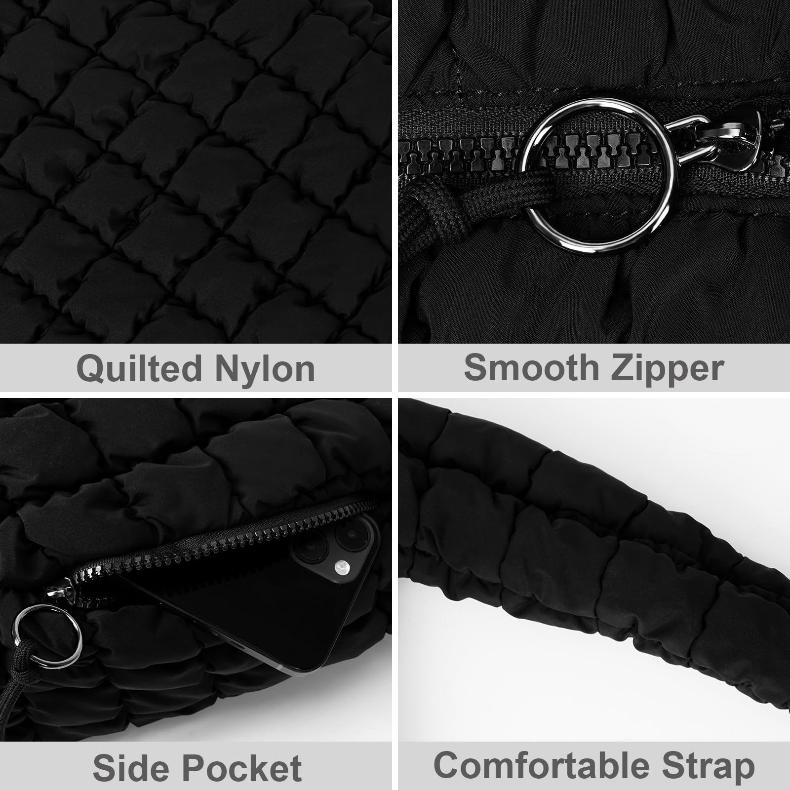 Large Quilted Puffer Tote Bag