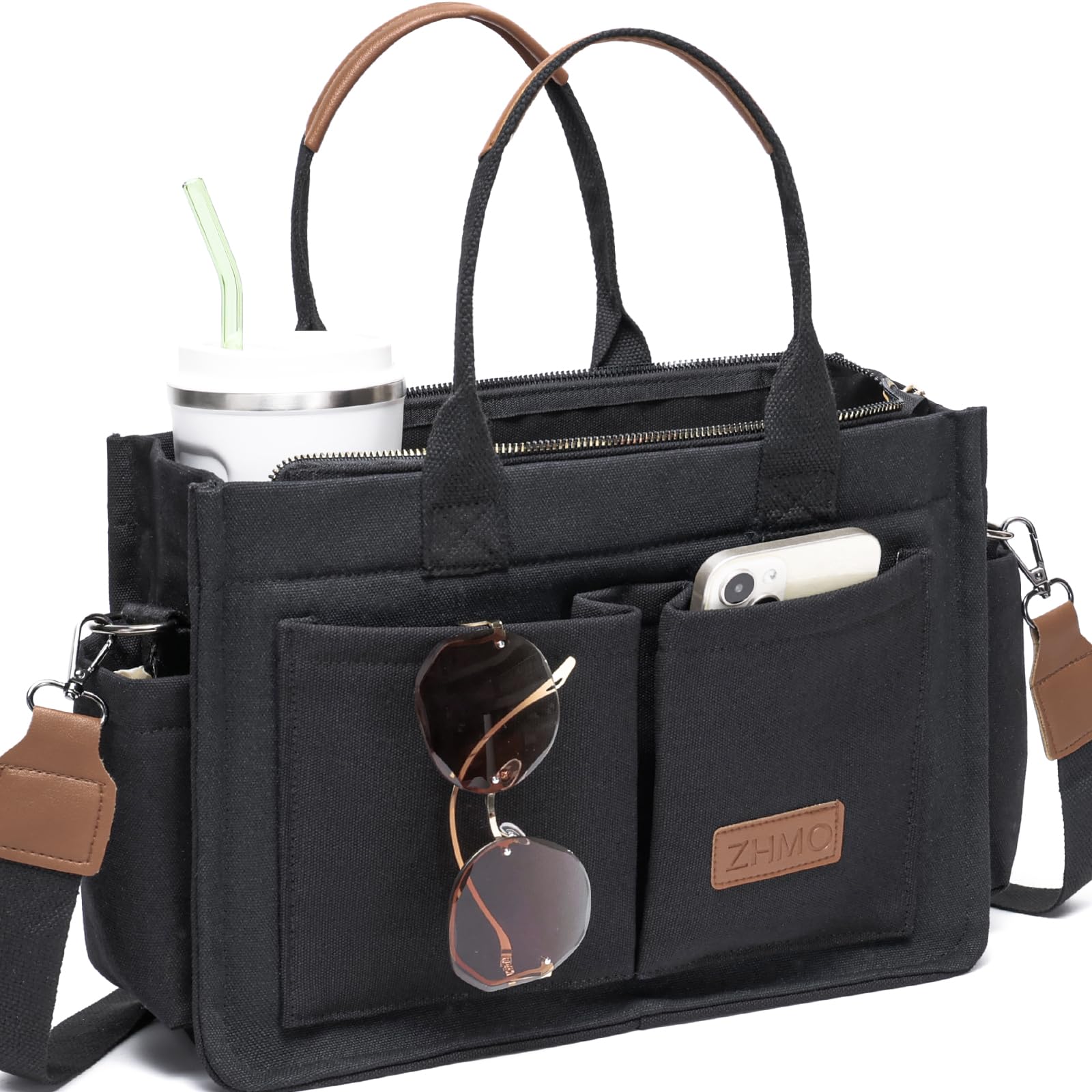Canvas Tote Work Bag Large Crossbody Handbag