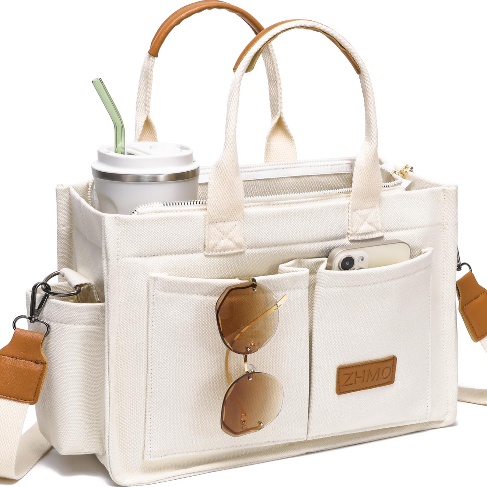 Canvas Tote Work Bag Large Crossbody Handbag