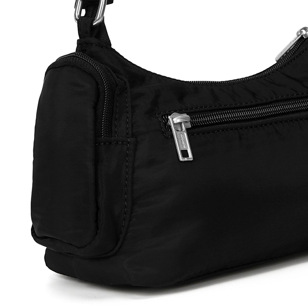 Black Nylon Multi Pocket Hobo Bag