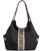Canvas Embroidered Hobo Tote Bag