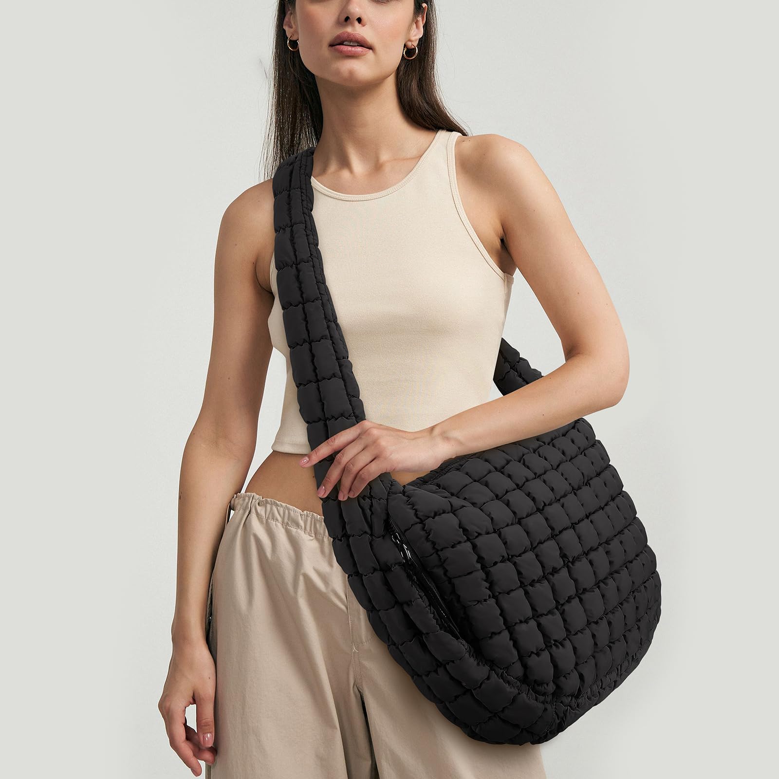 Large Quilted Puffer Tote Bag