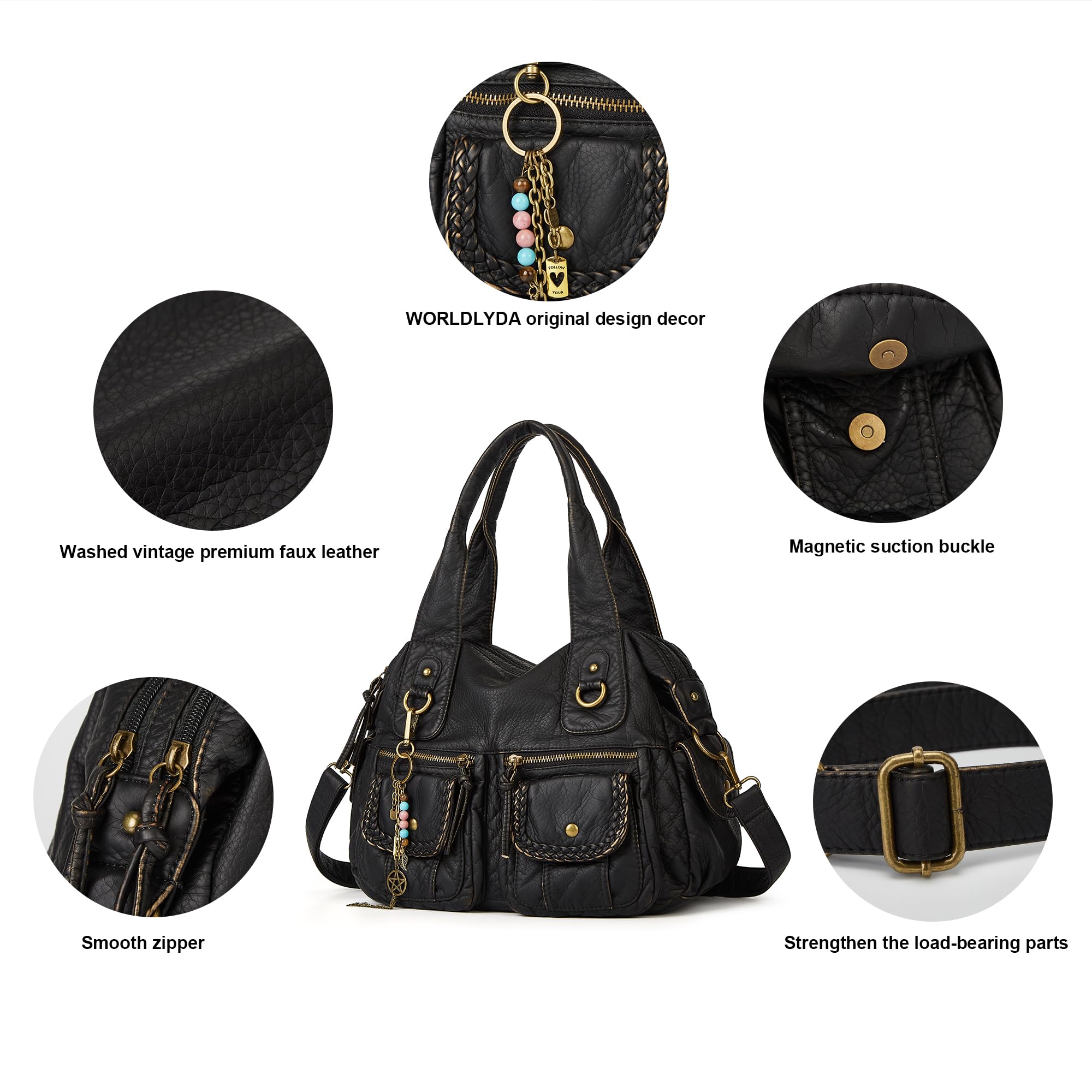 Canvas Embroidered Hobo Tote Bag