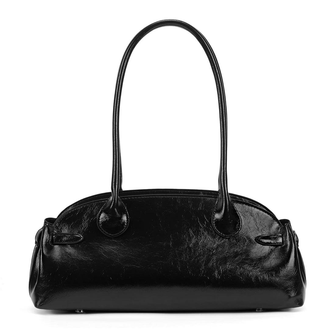Glazed Leather Hobo Shoulder Bag