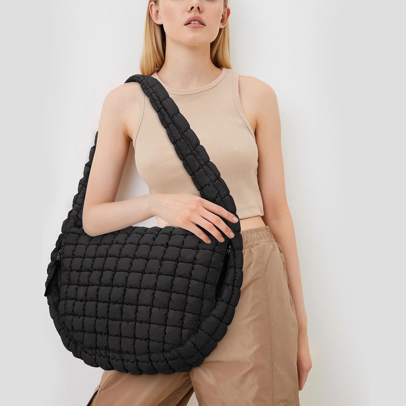 Large Quilted Puffer Tote Bag