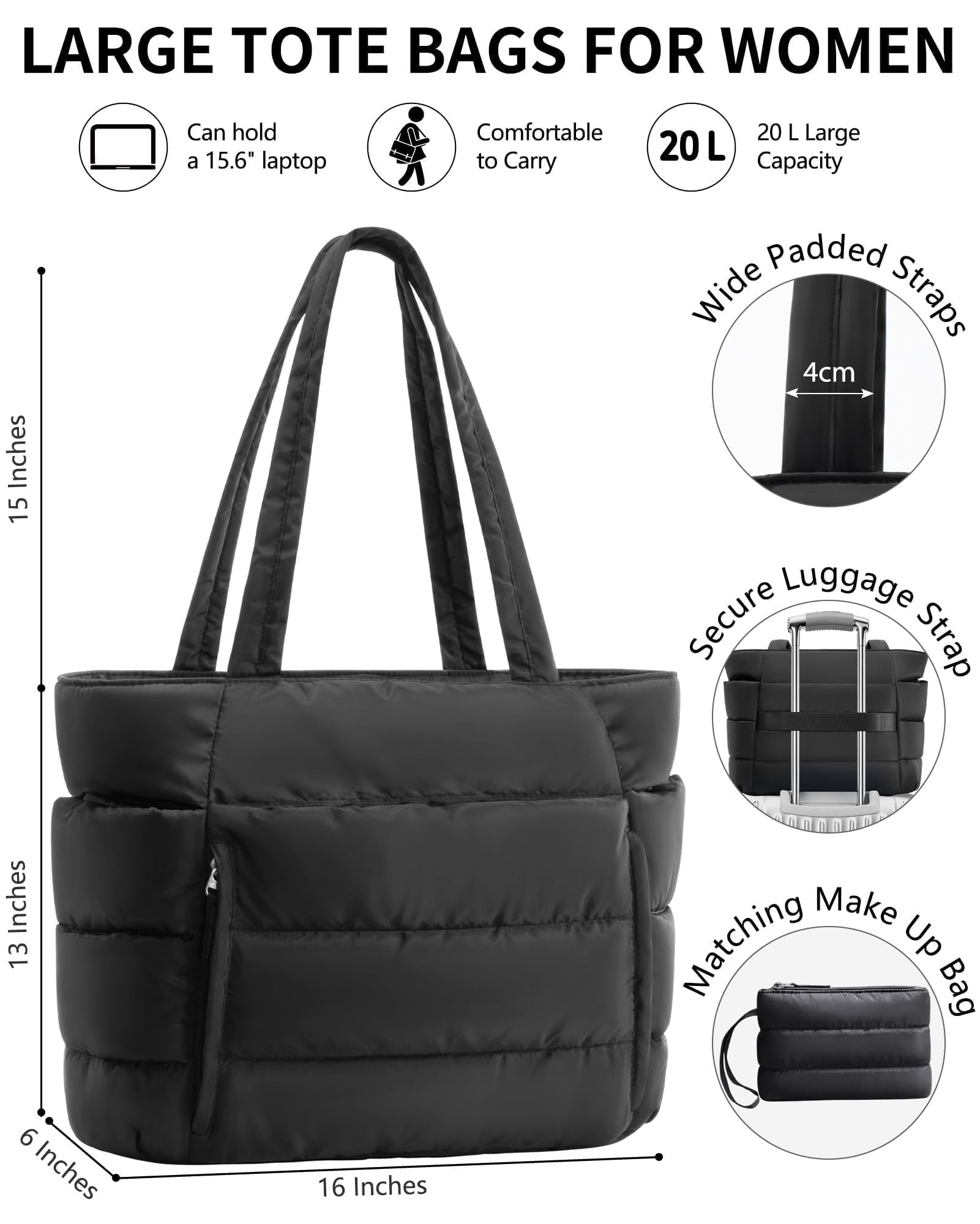 Lightweight Quilted Puffer Tote Bag