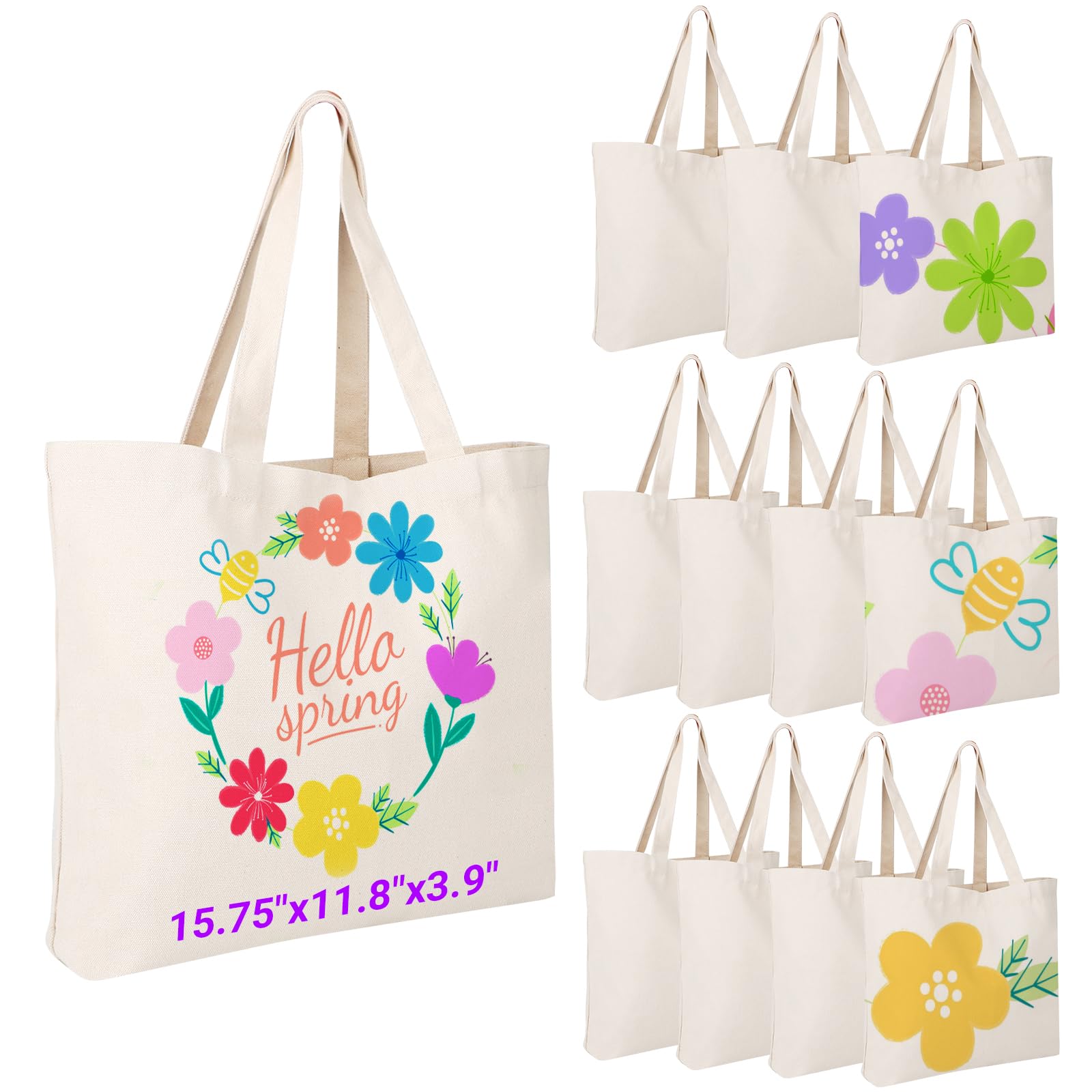 Blank Cotton Canvas Tote Bag Set