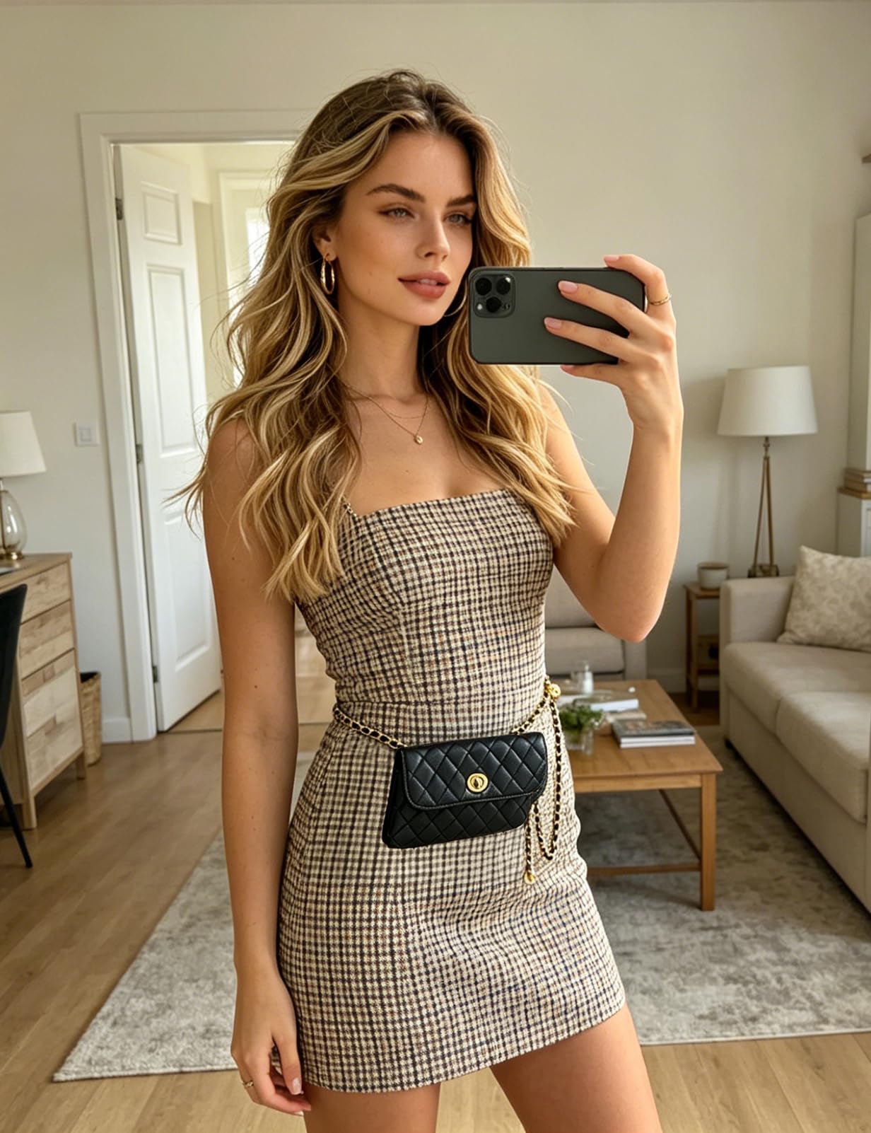 Leather Chain Belt Bag