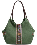 Canvas Embroidered Hobo Tote Bag
