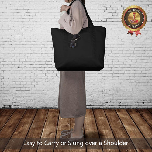 Canvas Tote Bag with Zipper Pocket