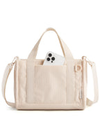 Corduroy Work Tote Bag with Tumbler Holder
