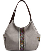 Canvas Embroidered Hobo Tote Bag