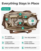 Corduroy Work Tote Bag with Tumbler Holder