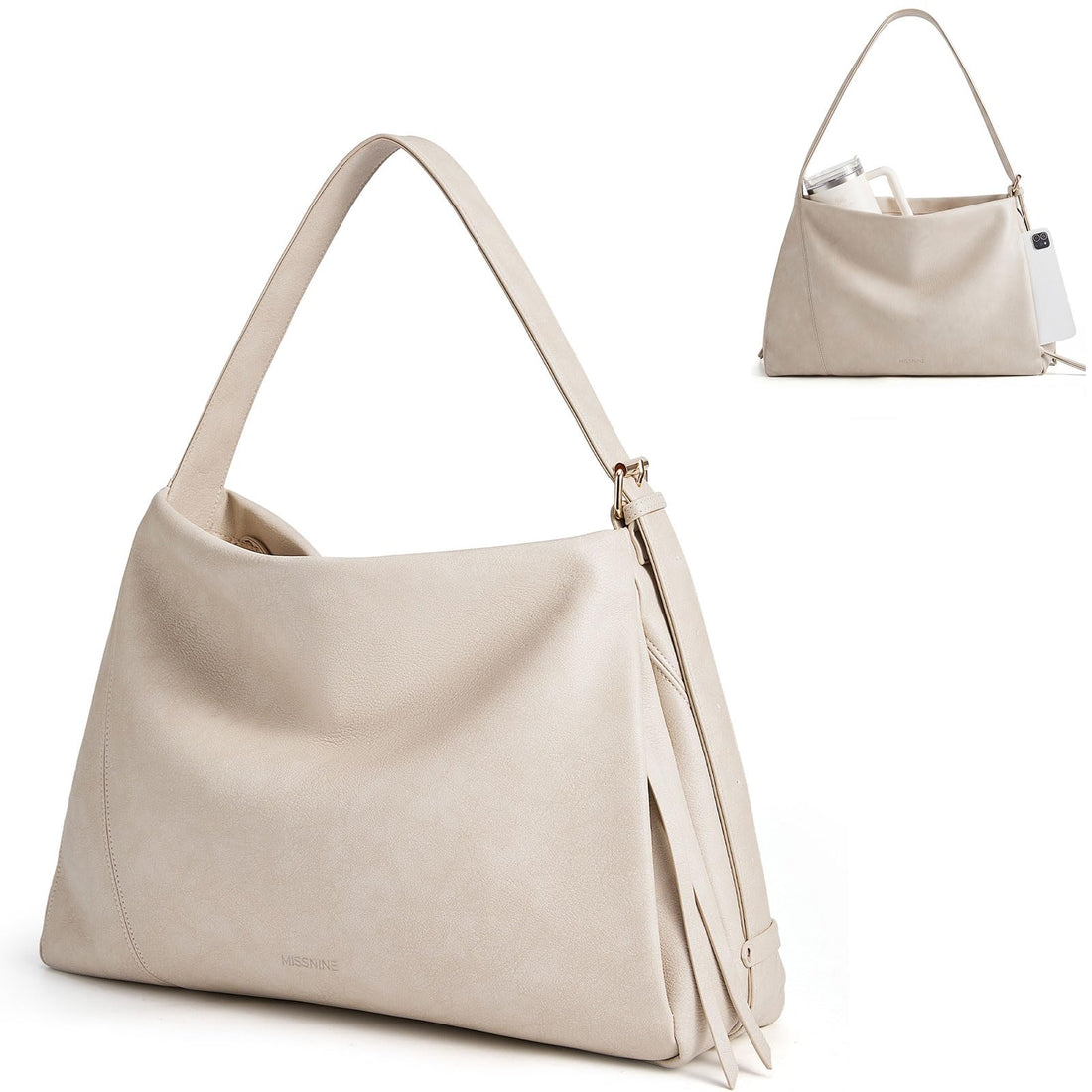 Large Vegan Leather Hobo Bag