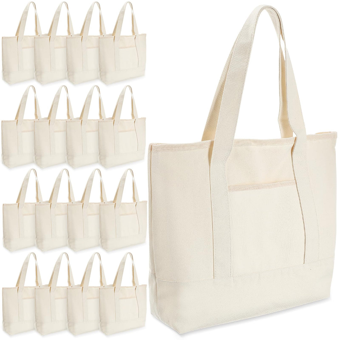 Canvas Tote Bag with Outer Pocket