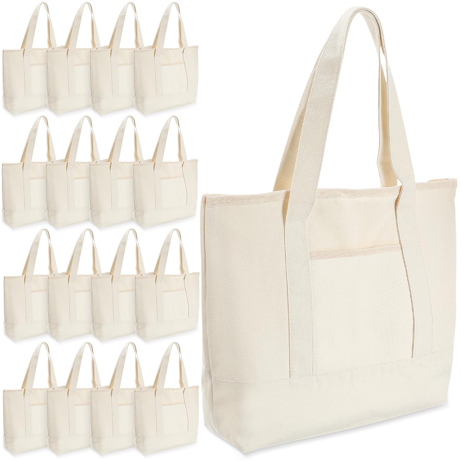 Canvas Tote Bag with Outer Pocket