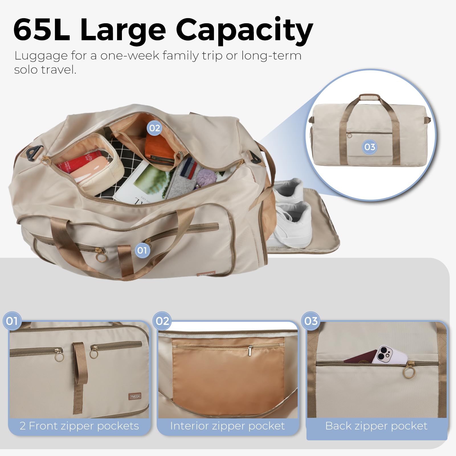 Fmeida 65L Duffle Bag