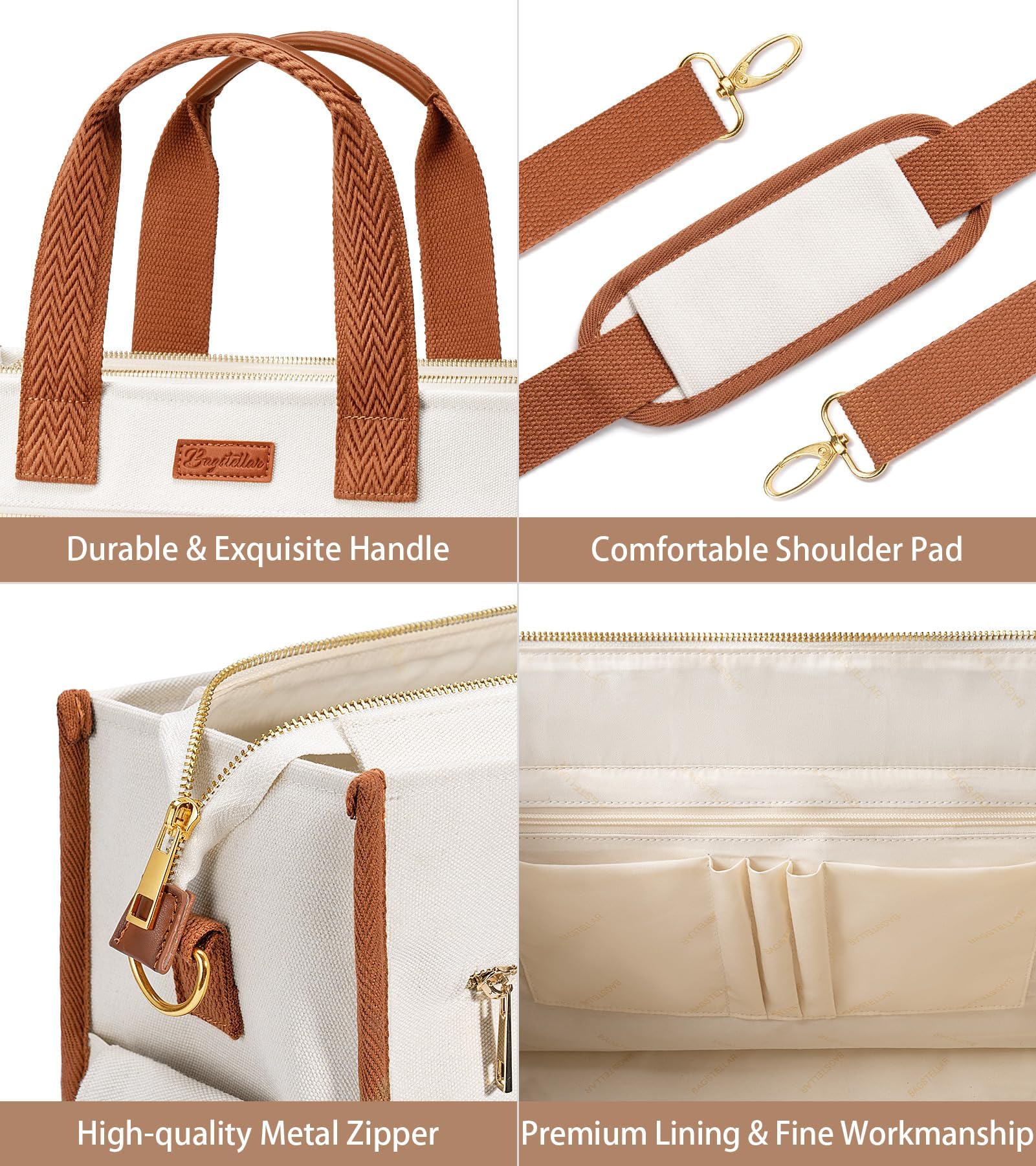 Canvas Work Tote Bag with 15 Pockets