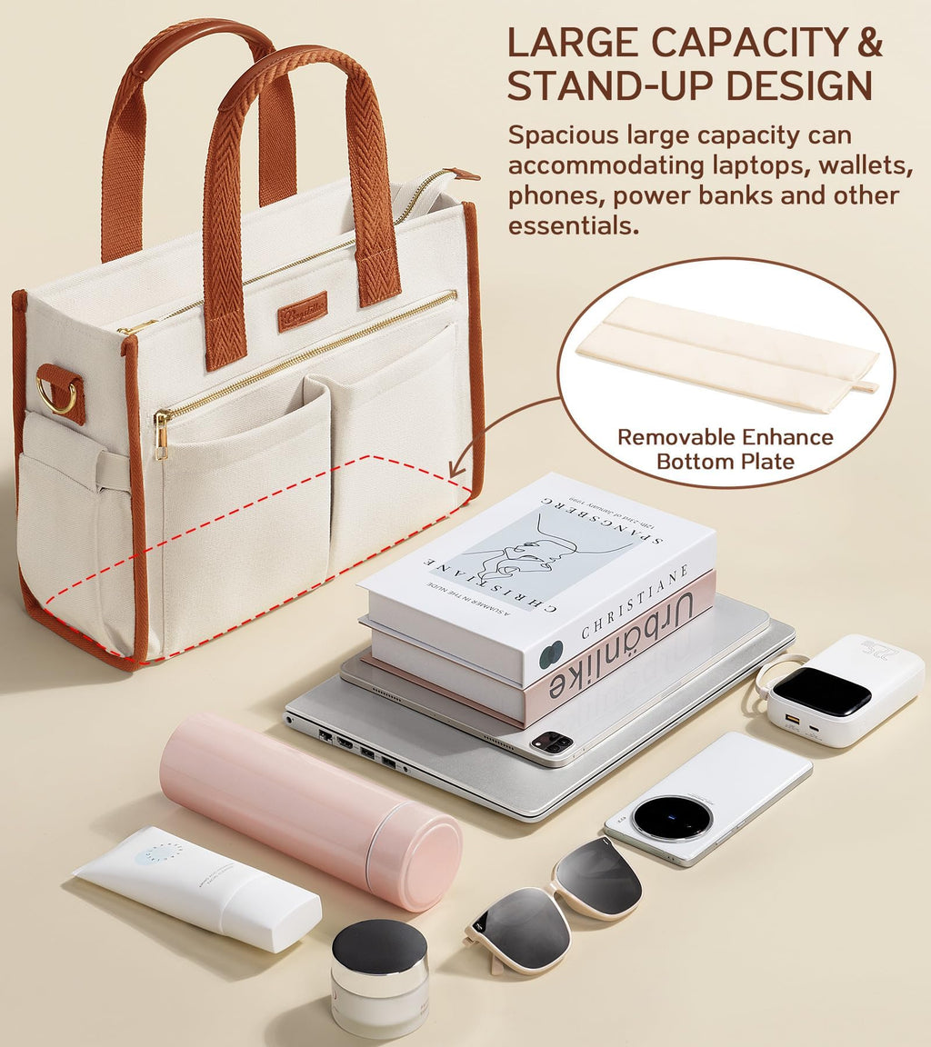 Canvas Work Tote Bag with 15 Pockets