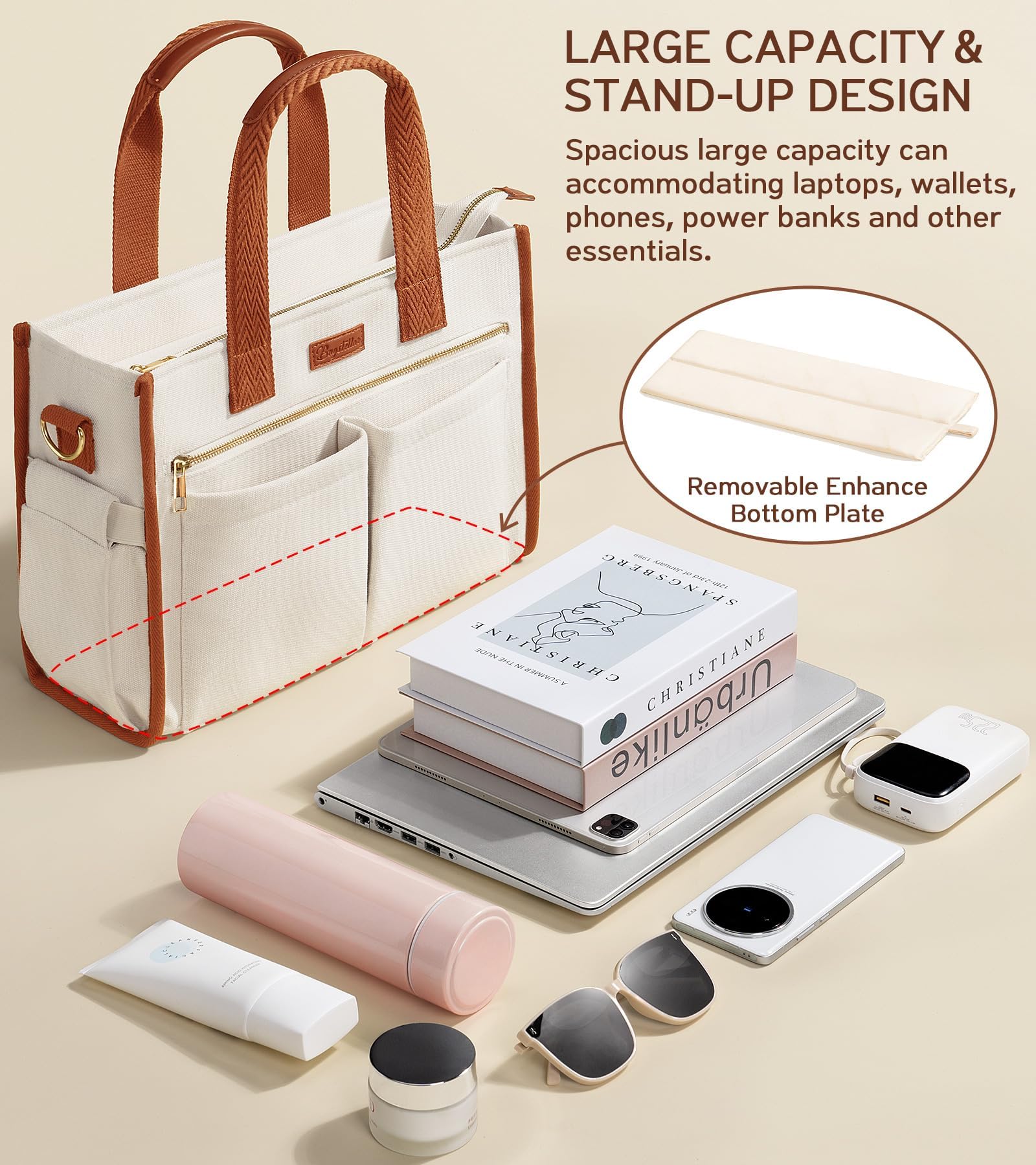Canvas Work Tote Bag with 15 Pockets