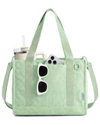 Corduroy Work Tote Bag with Tumbler Holder